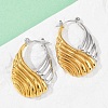304 Stainless Steel Two Tone Stripe Hoop Earrings EJEW-S265-11GP-3