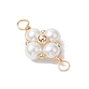 Glass Pearl Copper Wire Wrapped Flower Connector Charms PALLOY-JF03048-01-3