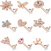 316L Surgical Stainless Steel White Cubic Zirconia L-Shaped Nose Rings WG135CD-09-2