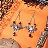 Halloween Bat Tibetan Style Alloy Dangle Earrings EJEW-TA00721-1