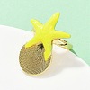 Brass Enamel Adjustable Cuff Rings for Women RJEW-G357-01E-3
