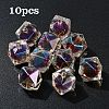 10Pcs Two Tone UV Plating Rainbow Iridescent Acrylic Beads TACR-YW0002-33F-1