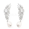 Rack Plating Brass Micro Pave Clear Cubic Zirconia Stud Earrings EJEW-C107-05P-1