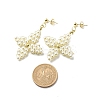 Glass Pearl Braided Star Stud Earrings EJEW-JE04982-02-4