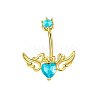 304 Stainless Steel Pave Cubic Zirconia Curved Barbell Belly Rings FS-WG6D7D2-06-1