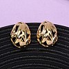 Brass Hollow Oval Stud Earrings EJEW-A143-03G-1