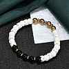 Ion Plating(IP) 304 Stainless Steel & Round Glass Beaded Stretch Bracelets for Women Men BJEW-M046-04G-1