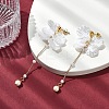 Acrylic Pearl Petal & Shell Pearl Bead Stud Dangle Earrings EJEW-YW00005-2