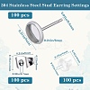 100Pcs Flat Round Stainless Steel Stud Earring Settings STAS-SP0001-61A-P-2
