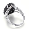 Adjustable Natural Lava Rock Finger Rings RJEW-F107-A10-4