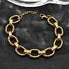 304 Stainless Steel Oval Link Chain Bracelets for Women BJEW-R021-09G-2
