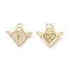 Brass Micro Pave Clear Cubic Zirconia Charms ZIRC-L076-051G-2