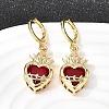 Heart Brass Glass Hoop Earrings EJEW-P333-09F-G-1