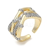 Rack Plating Brass Micro Pave Cubic Zirconia Cuff Finger Rings for Women RJEW-C114-16H-G-1