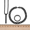 Alloy Cuboid Pendant Necklaces & Curb Chain Bracelets & Rings Sets FS-WG20982-01-2