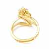 Clear Cubic Zirconia Initial Letter with Crown Adjustable Ring RJEW-M139-17Z-3
