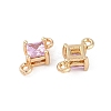 Brass Pave Glass Rhombus Links Connector Charms GLAA-Q088-001A-2