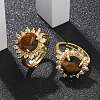 Sunflower Natural Tiger Eye Finger Rings RJEW-B113-03G-04-1