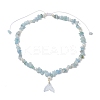 Natural Aquamarine Chip & Imitaton Round Pearl Beaded Adjustable Necklaces NJEW-JN05227-05-4