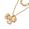 Alloy 2 Layer Bowknot Pendant Necklaces for Women NJEW-U013-01G-01-3
