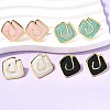 Rhombus 201 Stainless Steel Enamel Stud Earrings EJEW-Z151-12G-01-1