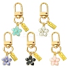 Alloy Enamel Flower Pendant Decorations HJEW-YW00002-1