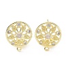 Hollow Flower Brass Micro Pave Cubic Zirconia Stud Earrings Finding KK-E083-09G-1