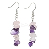 Natural Rose Quartz & Amethyst Chip Dangle Earrings Set EJEW-JE06246-01-2