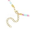 Flower Alloy Enamel Pendant Glass Seed Beaded Necklaces for Women NJEW-JN05550-02-5