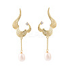 Brass Micro Pave Clear Cubic Zirconia Stud Earrings EJEW-N056-01G-1