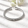 304 Stainless Steel Flat Snake Chains Cuff Bangles for Women BJEW-A067-01P-1
