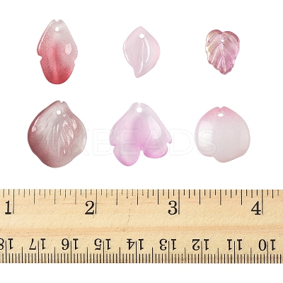 120Pcs 6 Styles Autumn Theme Two-Tone Transparent Glass Charms GLAA-FS0002-23-1