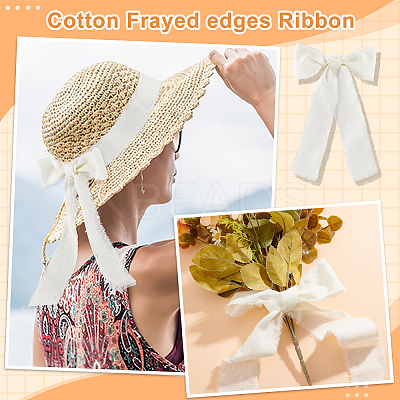5 Yards Cotton Linen Raw Edge Ribbons OCOR-WH0088-52B-01-1