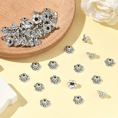 Tibetan Style Bell Filigree Bead Caps TIBE-A23845-AS-FF-1