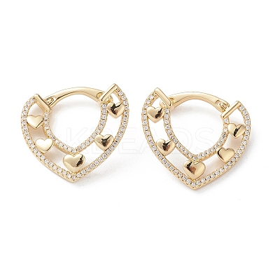 Heart Cubic Zirconia Hoop Earrings EJEW-M216-07B-1