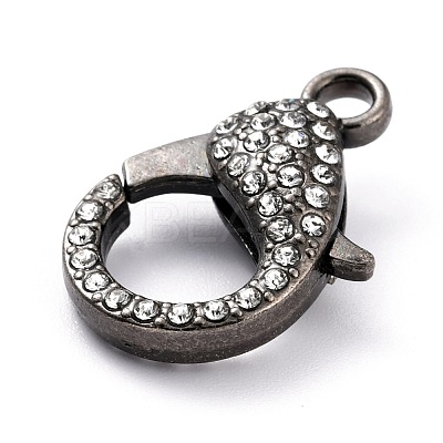 Alloy Rhinestone Lobster Claw Clasps PALLOY-L166-01B-1