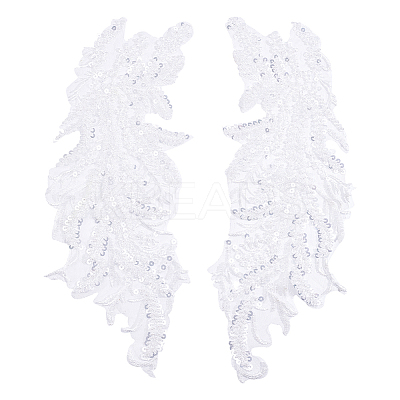 Leaf Polyester Embroidery Lace Appliques DIY-FG0003-90A-1