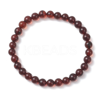 Natural Amber Round Beads Stretch Bracelets for Women Men BJEW-JB13378-1