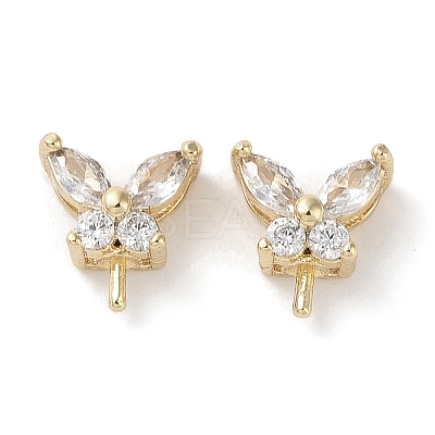 Brass Micro Pave Clear Cubic Zirconia Pendants Bail KK-G491-07G-1