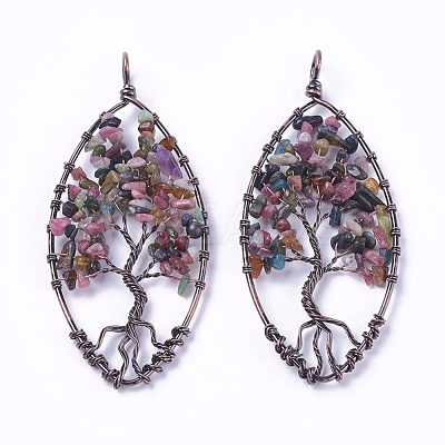 Natural Multicolor Tourmaline Pendants G-E523-02I-1