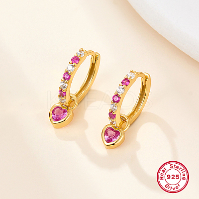 Real 18K Gold Plated 925 Sterling Silver Dangle Hoop Earrings BK3514-3-1