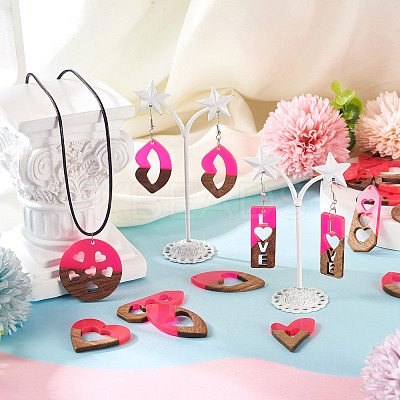 20Pcs 10 Styles Resin and Walnut Pendants WOOD-TA0002-73B-1