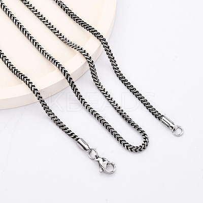 2MM 304 Stainless Steel Wheat Chain Necklaces NJEW-Q013-15B-1