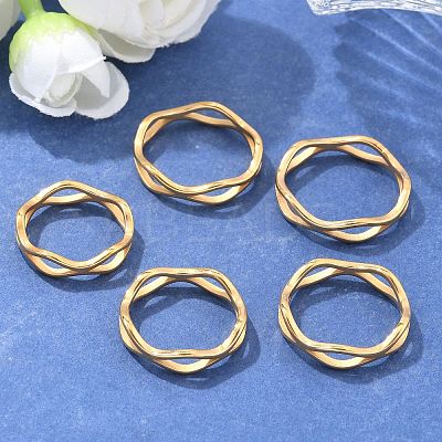Unisex Ion Plating(IP) 304 Stainless Steel Finger Rings RJEW-E164-04G-1