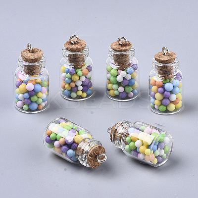 Glass Wishing Bottle Pendant Decorations X-GLAA-N037-01A-1