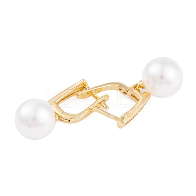 Rack Plating Brass Clear Cubic Zirconia ABS Pearl Earrings EJEW-S219-15G-06-1