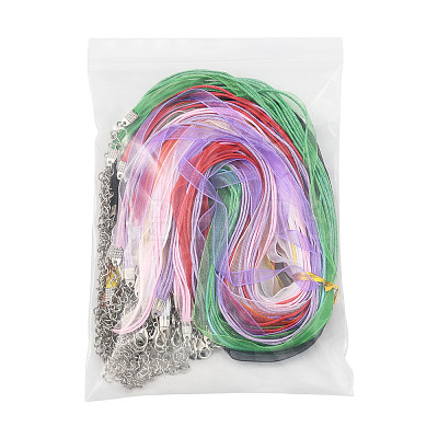 36Pcs 9 Colors Waxed Cord and Organza Ribbon Necklace Making NCOR-FS0001-03-1