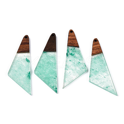 Transparent Resin & Walnut Wood Pendants RESI-ZX017-30-1