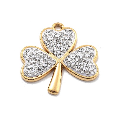 304 Stainless Steel Polymer Clay Rhinestone Pendants RESI-R155-012G-07-1