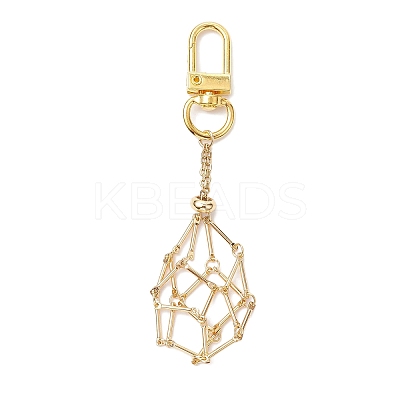 2Pcs 2 Styles Brass Bar Link Chains Pouch Stone Pendant Decorations HJEW-JM02034-01-1
